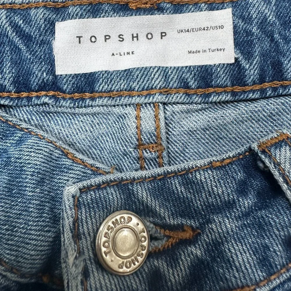Topshop A Line Denim Mom Shorts Size 10 - Picture 5 of 5